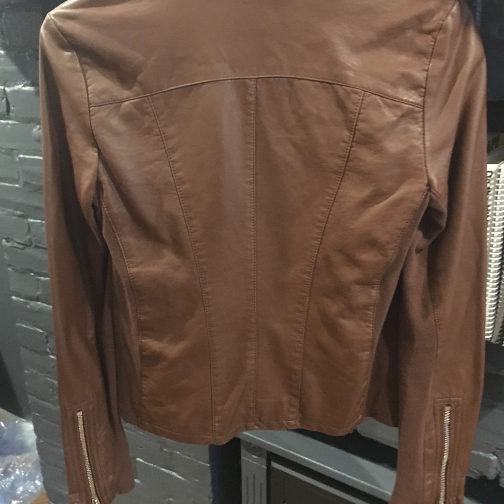 Express Brown faux pleather moto jacket - Picture 5 of 6